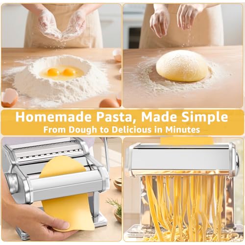 Pasta Maker - 7 Thickness Settings Pasta Roller & 2 Size Cutters
