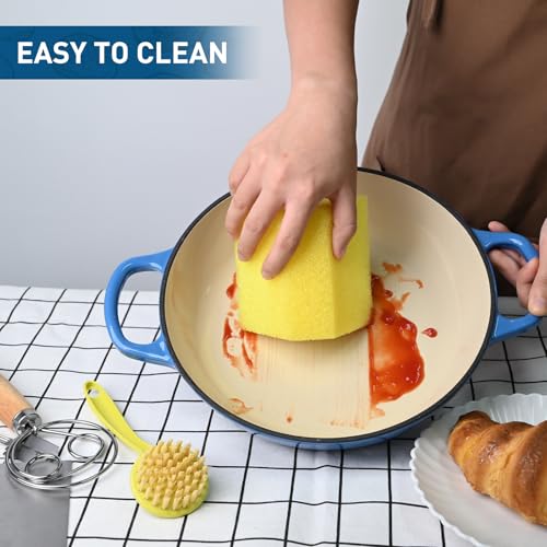 Cast Iron Bread Oven for Baking, 6QT Multi-Functional Dutch Oven Pot with Lid, Include Proofing Basket, Silicone Sling & Dough Whisk, Round Bread Pot for Sourdough Bread Baking, Cooking, Frying