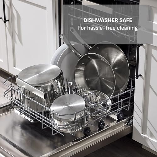 T-fal Gourmet 15-Piece Stainless Steel Cookware Set, Pots and Pans Cooking Set, Dishwasher Safe, Oven Safe to 500°F, Induction Compatible, Stock Pot, Sauce, Saute, Frying Pans, Silver