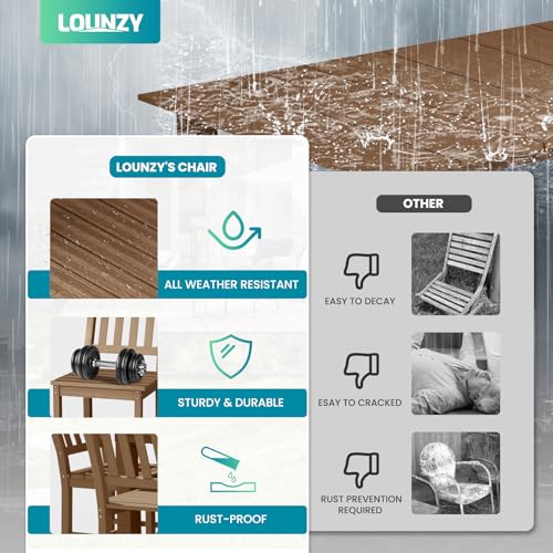 LOUNZY 11 Pieces Patio Dining Sets, 90'' Table Outdoor HDPE Furniture Set w/ 2" Hole Cut-Out Dining Table with 10 Patio Chairs(2 W/Armrest, 8 w/o Armrest), Brown