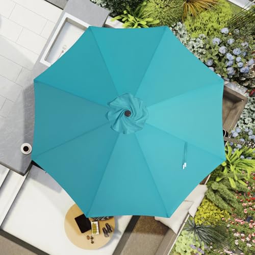 MASTERCANOPY Patio Umbrella 9 ft Replacement Canopy for 8 Ribs-Turquoise Canopy Only