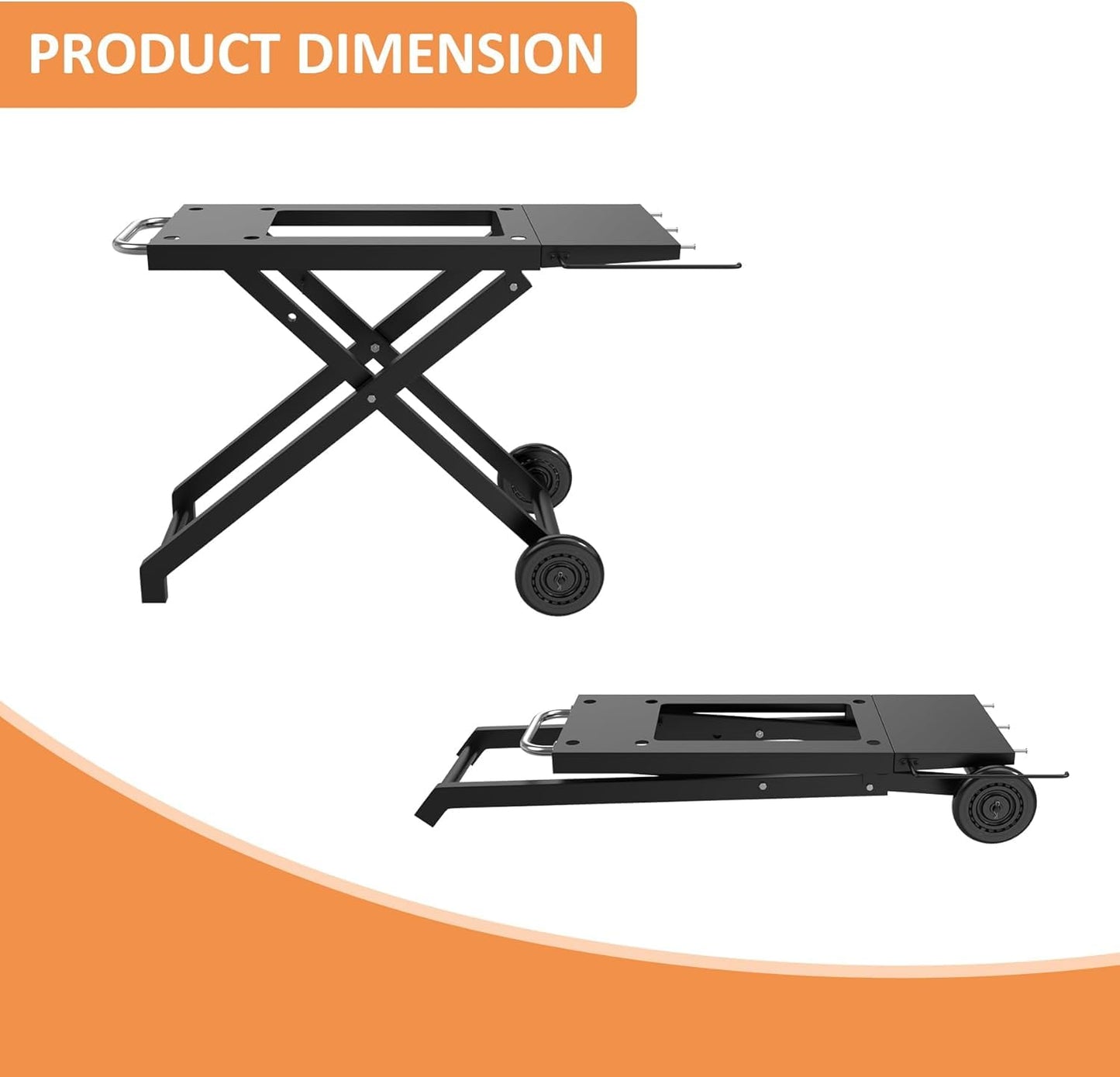 Portable Collapsible Grill Stand Griddle Cart for Blackstone 17"/22" Tabletop Griddle, Outdoor BBQ Accessories, Folding Cart Griddle Stand with Side Shelf for Blackstone