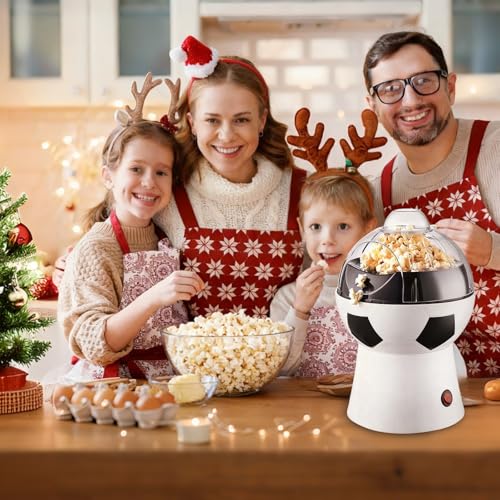 Hot Air Popcorn Maker, 1200W Electric Oil-Free One-Touch Popper with Measuring Cup & Butter Melter, BPA-Free Healthy Snack Machine for Home, Kids, Movie Night, Camping-Soccer Shaped