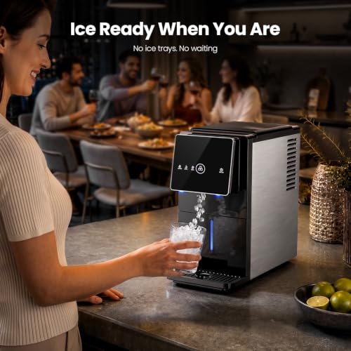 AGKUCKY Nugget Ice Makers Countertop, 35 lbs/24hrs Auto Drop Ice