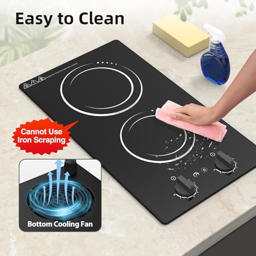 VBGK Double Induction Cooktop,110V 2300w 2 burnerinduction cooktop,2 burner Hot Plate Electric burner withLCD Touch Screen 9 Levels Settings Child Safety Lock &Timer