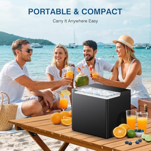 Countertop Ice Makers Machine, Portable Ice Machine Producing 9 Ice Cubes Within 6 Mins, Bullet Ice Available in Two Sizes(S/L), Compact Mini Ice Maker Appliance for Home Kitchen Camping (Ebony)