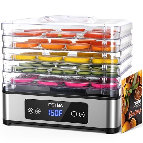 OSTBA Food Dehydrator, 5 Stainless Steel Trays, 160°F Temp Control, 400W