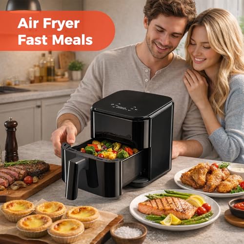 NEWBULIG Air Fryer, Compact Digital 3 Qt Airfryer with Nonstick Plate & Dishwasher Safe Basket, Quick Easy Meals, Features Auto Shutoff and Simple Touchscreen, Ideal for Small Spaces