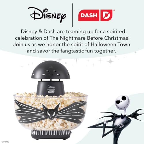 Disney | Dash Jack Skellington Popcano Popcorn Maker, Oil-Free, Black