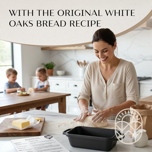 White Oaks Ranch Cast Iron Bread Loaf Pan + Bread Bag + Dough Whisk + Brush | 2-in 1 Pre-Seasoned oven-safe bread pan for homemade bread | 5-Piece Set