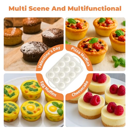 POSOSTO 2Pack Silicone Muffin Pan For Baking With Metal Reinforced Frame, 12 Cup Regular Size Nonstick Cupcake Pan, BPA Free Silicone Muffin Tray, Cupcake Baking Pan Molds for Oven