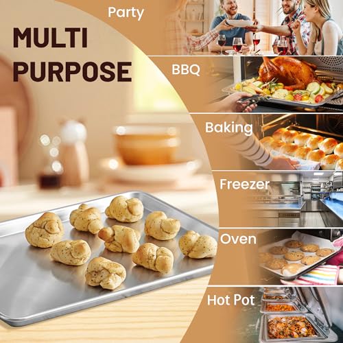 BIEAMA 6 Pack Half Size Baking Sheet Pan Aluminum Commercial Pan for Oven Freezer Bakery Hotel Restaurant 18" × 13"