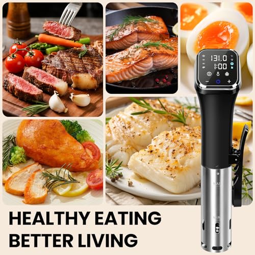 KingSom WIFI Sous Vide Cooker,1100W Sous Vide Machine Immersion Circulator Preset Recipes on APP & Touch Control,Large LCD Screen Sous Vide,3D Water Fast-Heating Ultra-Quiet,Sous Vide Kit with Timer