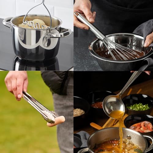 Avador® Premium Set of 10 Stainless Steel Kitchen Tool Set with Holder Easy To Clean, Space Saving, Great for Cooking, Baking, Prepping