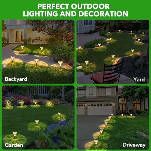 Benany Solar Lights Outdoor, 8 Pack Mushroom Lights Outside Waterproof, Solar Powered LED Lighting for Garden, Yard, Landscape, Path, Pathway, Lawn, Walkway, Driveway, Backyard Decor (Warm White)