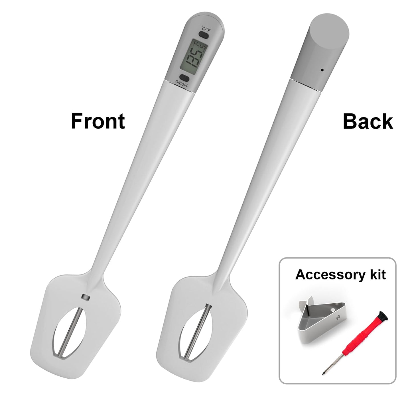 Candy Thermometer Spatula with Pot Clip Digital Thermometer Spatula for Chocolate, Creams, Sauces, Jams and Syrups, Meat Cooking (White)