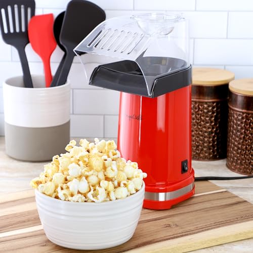 MegaChef Red Popcorn Popper, Popcorn Maker, Electric Hot Air Popper
