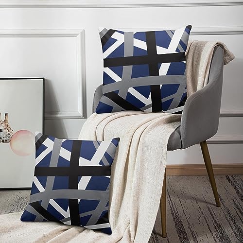 Emvency Throw Pillow Covers Set of 2, 20 x 20 Inch, Retro Striped Blue