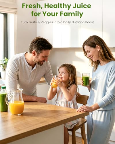 LINKChef Cold Press Juicer – 250W Juicer Machines, 5.12" Large Feed Chute for Whole Fruits & Vegetables, 60oz Slow Juicer Family Size, Easy to Clean | BPA-Free | Juice Recipes