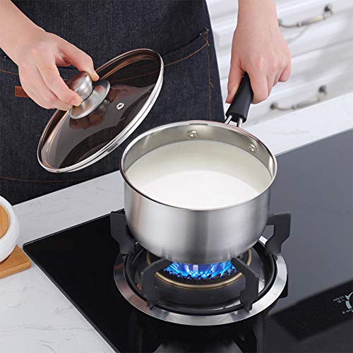 P&P CHEF 2 Quart Saucepan Small Pot, Stainless Steel Saucepan with Lid, Small Sauce Pan for Home Kitchen Restaurant Cooking, Visible Glass lid & Bakelite Heat-Proof Handles,Dishwasher Safe, 1 Pc