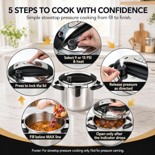 MICHELANGELO 6.3QT/6L Stainless Steel Stovetop Pressure Cooker Set