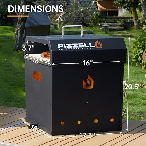 PIZZELLO 4-in-1 Outdoor Pizza Oven 16" Wood Fired Outside Oven 2-Layer Detachable Pizza Maker with Pizza Stone, Pizza Peel, Cover, Cooking Grill Grate, Pizzello Gusto