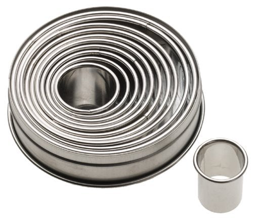 Ateco Plain Edge Round Cutters in Graduated Sizes, Stainless Steel, 11 Pc Set