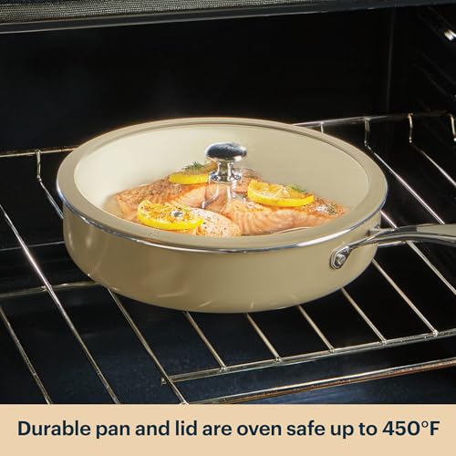 Pyrex 8-Piece Ceramic Cookware Set, Pots and Pans with Lids & Stainless Steel Handles, Healthy Nonstick Ceramic Coating, Induction Compatible Stainless Steel, PFAS Lead Cadmium BPA Free