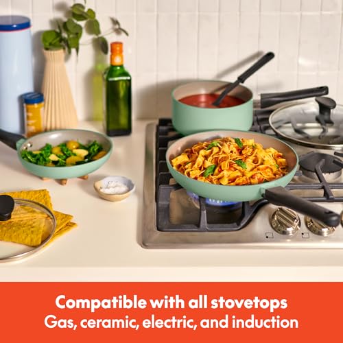 bella 21 Piece Kitchen Set with EverGood™ Ceramic Nonstick Coating, Dishwasher & Oven Safe, All Stovetops Compatible, Tempered Glass Lids & Cool Touch Handles, Seaglass