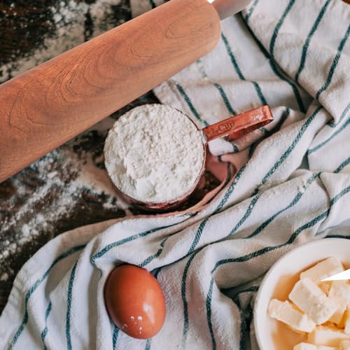 TUSIWIT Classic Sapele Wooden Rolling Pin With Handles,Wood Baking Roller Large (17.3"L x 2.3"W)