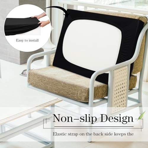 Newwiee 8 Pcs Stretch Patio Outdoor Cushion Covers Replacement,Black