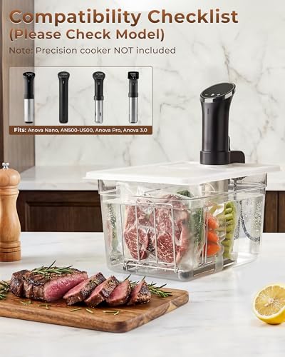 EVERIE Sous Vide Container Kit, 12 Qt with Lid, Rack & Sleeve