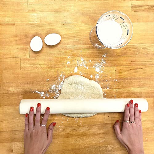 Frieling Rolling Pins for Baking - 2-in x 18.5-in, Natural Maple Wood - Pizza Dough Roller - Straight Pin for Pastry & Cookies