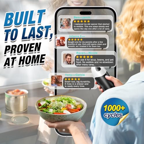 Electric Can Opener, One Press Start/Stop, Automatic Can Opener with Smooth Edge, Hands Free, Battery Powered, Electric Can Openers for kitchen, Can Openers for Seniors with Arthritis, black