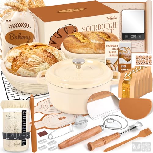 Sourdough Starter Kit with Dutch Oven, Sourdough Bread Baking Supplies, Sour Dough Starter Kits, Sourdough Accessories, Sour Dough Tools Sourdough Tools Kit Dutch Oven for Sourdough Bread Baking