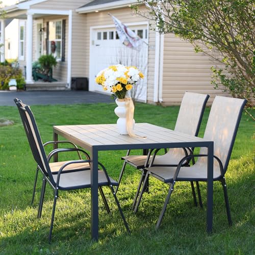 PIZZELLO 5-Piece Outdoor Dining Set w/ 60" Outdoor Table and 4 Chairs