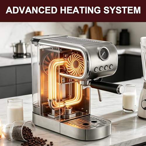 Milaroma Espresso machine 20 Bar, Espresso Maker with Powerful Steam Milk Frother, Stainless Steel Coffee Machine with Fast Heating System for Latte, Cappuccino