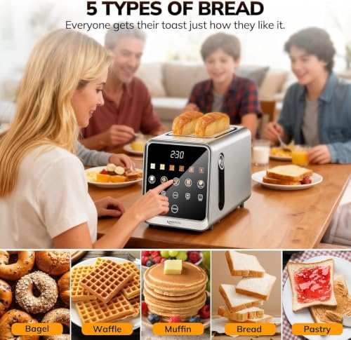 Keenstone 2 Slice Toaster, 1.5-Inch Wide Slots, 75-Degree Touchscreen