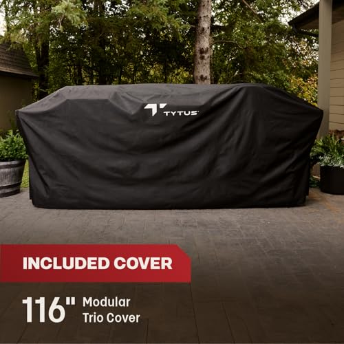 Tytus Anaheim 4-Burner Gas Grill with Two Prep Carts, Charcoal Grill, and Gas Griddle with Cover - Modular Outdoor Kitchen, Quick Assembly, Outdoor Cooking, Kitchen Island for BBQ