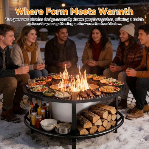 Fire Pit Surround Tabletop - 360° Fire Pit Guard for Solo Stove Bonfire & Ranger, Portable Protective Barrier for Wood Burning Fire Pits Up to ā21", UV-Resistant Outdoor Fabric (Firepit Not Included)