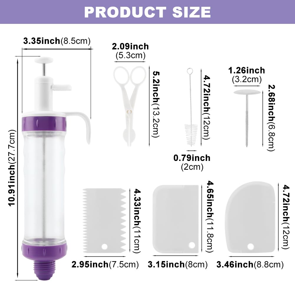 Dessert Decorating Set, Cupcake Frosting Filling Injector, with 7 Icing Nozzles, 3 Cream Scrapers Piping Nozzles Kits, for Cake Cookie Baking