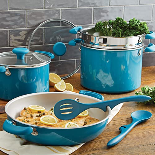Rachael Ray Get Cooking Stackable Nonstick Pots and Pans, Cookware Set (8 Piece), Turquoise