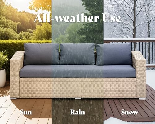 AMERLIFE 10 Piece Patio Furniture Set, Wicker Outdoor Sectional Sofa