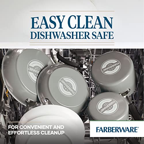 Farberware EcoAdvantage Ceramic Nonstick Straining Saucepan/Sauce Pan with Lid, 3 Quart, Gray