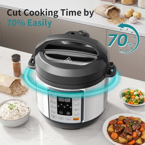 OLIXIS 10-In-1 Electric Pressure Cooker, 3 Quart Multi Cooker for Rice, Stew and Steam, Small Programmable Stainless Steel Pot with Slow Cook Function and Ceramic Inner Pot