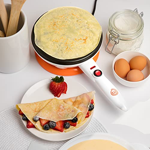 MasterChef Cordless Crepe Maker w Nonstick Dipping Plate plus Electric Base & Spatula, Includes Recipe Guide, Compact Baker Machine for Thin Homemade Crepes, Baked Dessert Treats, Breakfast or Brunch