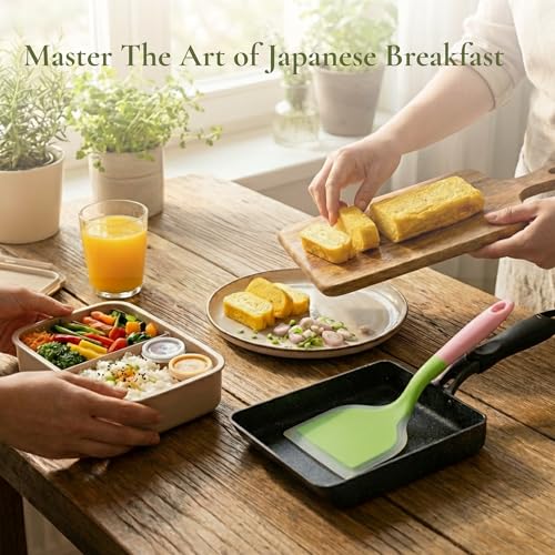 HAPPI STUDIO Tamagoyaki Pan - Japanese Omelette Pan Nonstick PFOA-Free - Japanese Egg Pan - Omelet Pan - Square Frying Pan Rolled Omelette Egg Roll - Tamago Skillet 7x6 All Stovetops