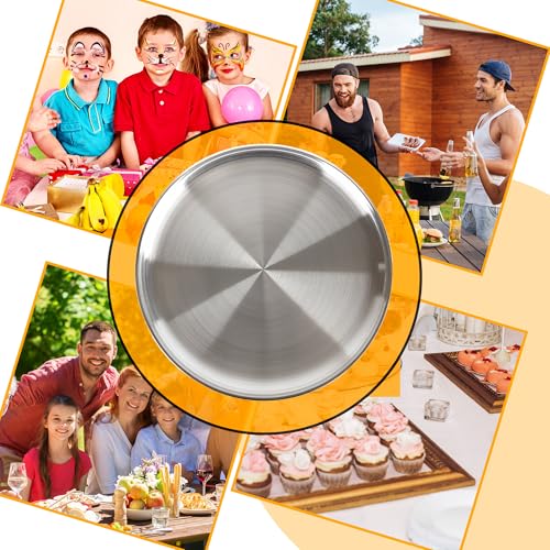 Norcoin 16 Pieces Stainless Steel Pizza Pans 12 Inch Pizza Pans Bulk Round Bakeware Oven Pizza Trays for Baking Roasting Restaurant Home Kitchen Healthy Rust Free Dishwasher Easy Clean