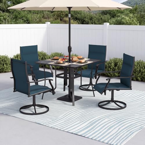 Murago Patio Table and Chairs Set, Outdoor Table and Chairs, Padded Blue