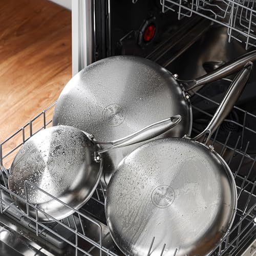 Kordichef 10 Inch Stainless Steel Frying Pan with Lid, Tri-Ply Healthy Stainless Steel Cookware, Pan, Skillet on Induction, Ceramic and Gas Cooktops, PFOA Free Cooking Pan, Dishwasher Safe